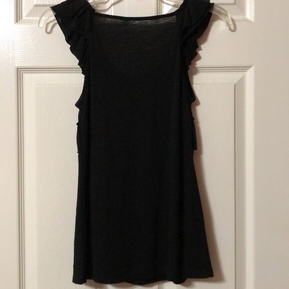 Xhilaration Black Sleeveless Scoop Neck Top with Ruffles Womens Size Small - Picture 6 of 6
